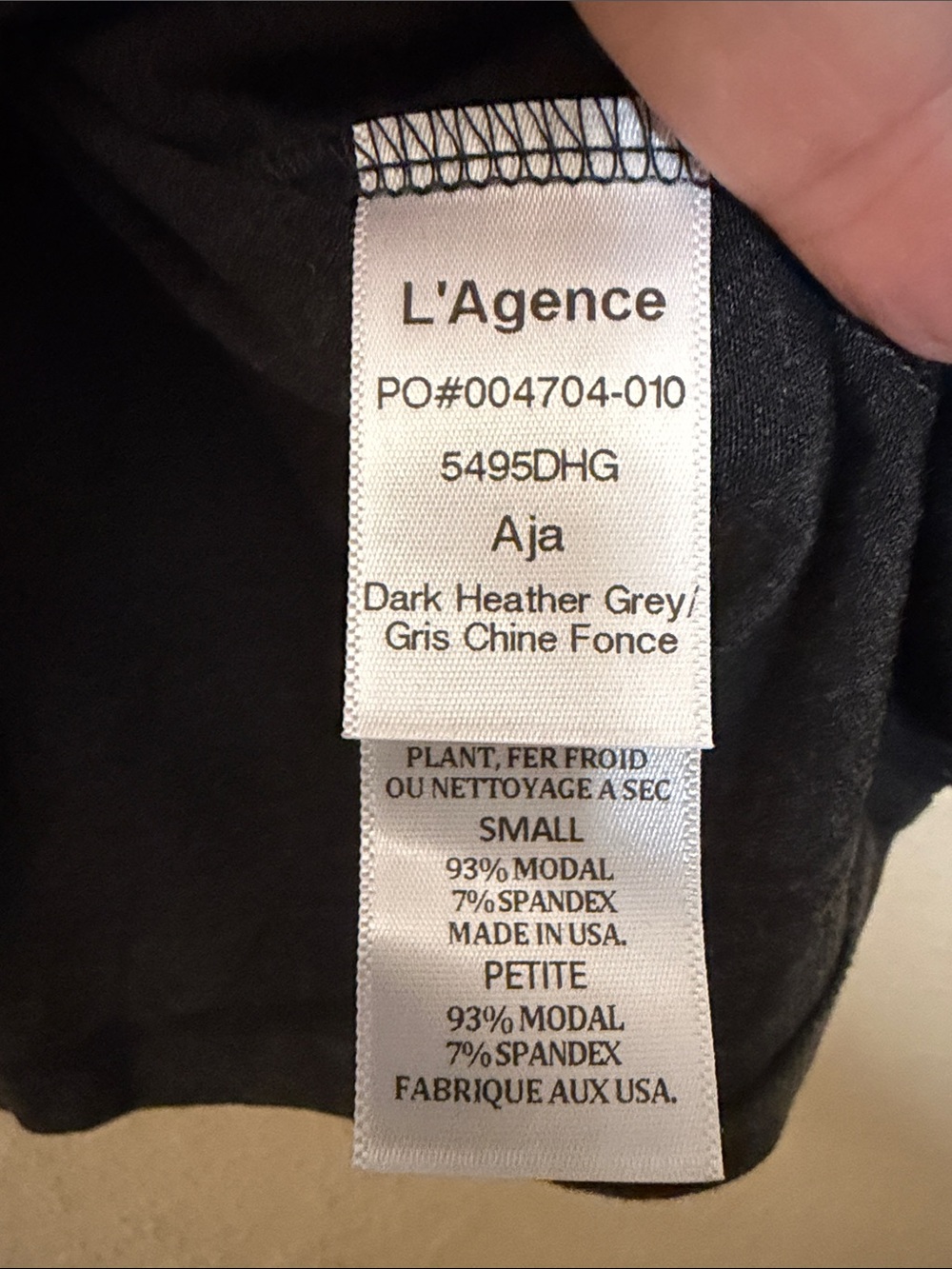 Lagence Aja turtle neck top 3/4 sleeve Dark Heather Grey Size Small Petite NWT - Picture 6 of 9